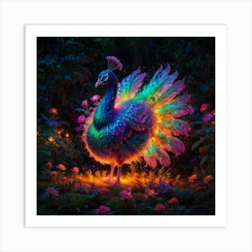 Peacock At Night Art Print