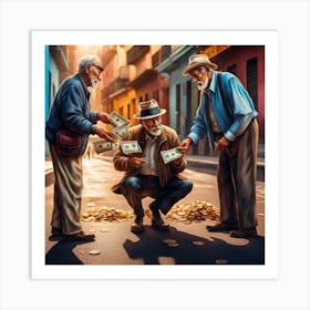 Three Old Men With Money Art Print