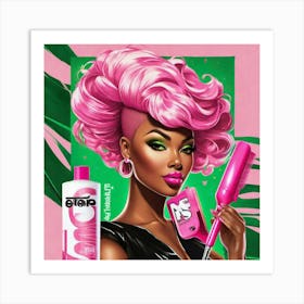 Pink Hair Art Print