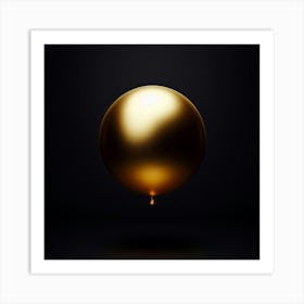 Golden Ball On Black Background 1 Art Print