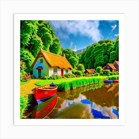 Cottage By The Water 1 Art Print