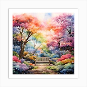 Ethereal Oasis: Blooms in Brushstrokes Art Print