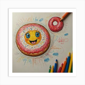 Donut Drawing Art Print