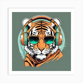 Tiger With Headphones 1 Art Print