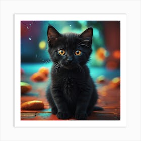 Black Kitten Art Print