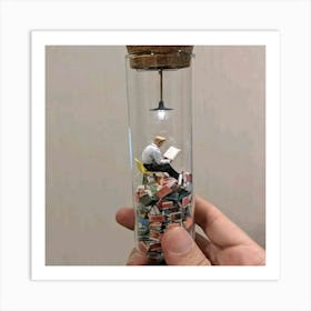 Miniature Book In A Bottle Art Print