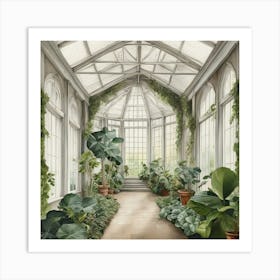 A Solitary Walk At Kew Gardens Plant House Interior Art Art Print