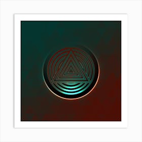 Geometric Neon Glyph on Jewel Tone Triangle Pattern 062 Art Print