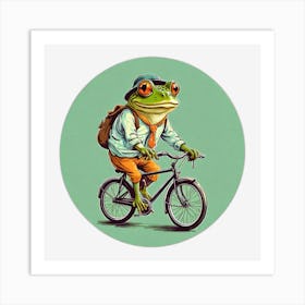 Frog On A Bike Art Print