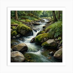 Stream In The Woods 3 Art Print