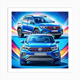 Blue Volkswagen Suv Art Print