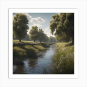 Stream In A Field 2 Art Print