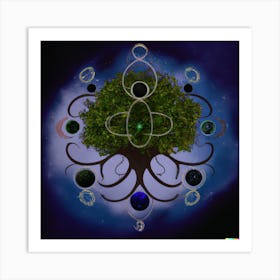 Yggdrasil With All The Planets In The Leaves Art Print