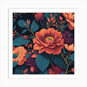 Floral Seamless Pattern 1 Art Print