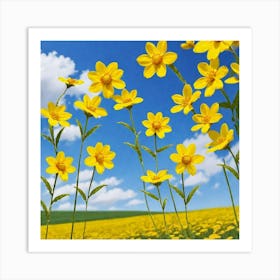 Yellow Flowers In A Field 1 Art Print