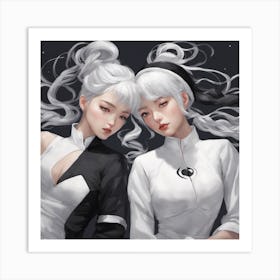 Two Girls With White Hair Art Print