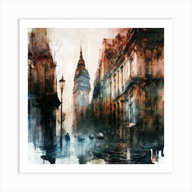 City In The Rain Art Print