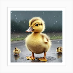 Ducks In The Rain 5 Art Print