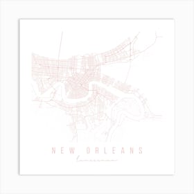 New Orelans Louisiana Light Pink Minimal Street Map Square Art Print