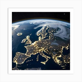 Earth At Night 14 Art Print