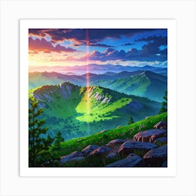 Sunset Over The Mountains Art Print