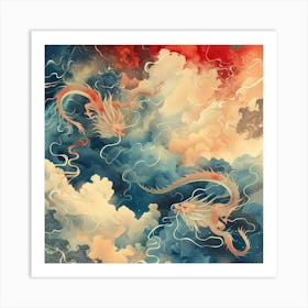 Dragons In The Sky 2 Art Print