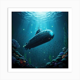 Voyage of the Submarine Art Print