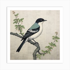 Ohara Koson Inspired Bird Painting Bluebird 3 Square Art Print