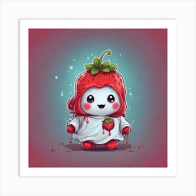 Strawberry Kawaii Art Print