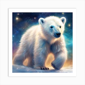 Running through the Snow, Polar Bear Cub Art Print