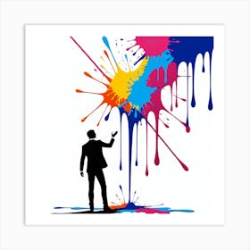 Silhouette Of A Businessman Art Print