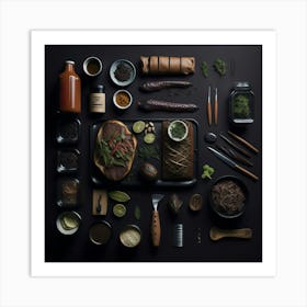 Barbecue Props Knolling Layout (23) Art Print
