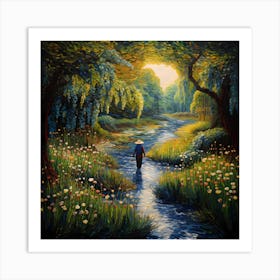 Knitted Impression: Monet's Serene Art Print