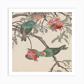 Parrots On A Tree Art Print