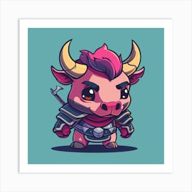 Cute Bull With Horns Art Print