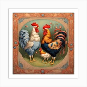 Roosters Art Print