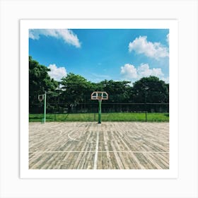 Competition Play Wooden Board Abandoned Recreation Court Background Park Nobody Basket Gr (4) 1 Art Print