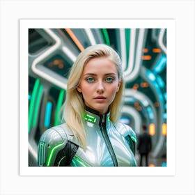 Futuristic Woman In Futuristic Suit 5 Art Print