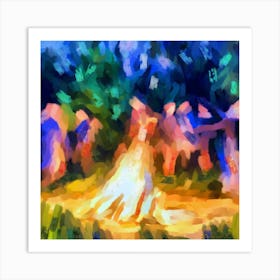 People by the fire Art Print