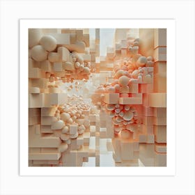 Nude Color Gradient Illusion A 3d Illusion Of Spheres Or Cubes Stacked Or Floating In Space Transi Art Print