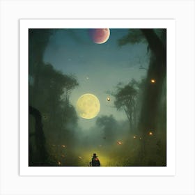 Moon And The Forest Art Print