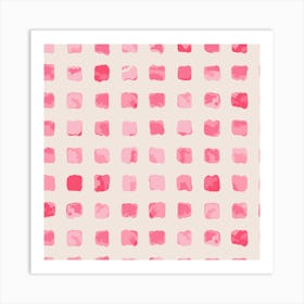 Pink Squares Pattern Art Print