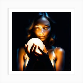 Woman Holding A Crystal Ball Art Print