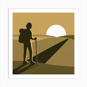 Silhouette Of A Hiker 1 Art Print