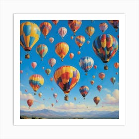 Hot Air Balloons Paintings Art Print Art Print