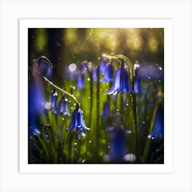 Woodland Glade of Elegant Bluebells Art Print