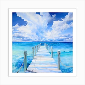 AI Azure Horizons: Abstract Coastal Symphony" Art Print