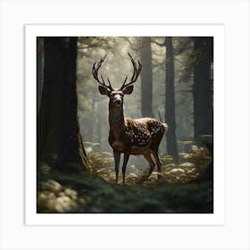 Deer In The Forest 93 Art Print