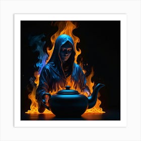 Witch On Fire Art Print