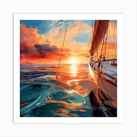 Sailboat At Sunset 19 Art Print